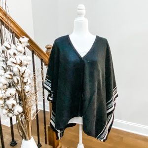 PLY Black Cashmere Aztec Poncho